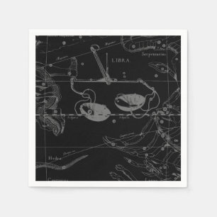 Serviette Jetable Libra Constellation Hevelius 1690 Carte sur Noir