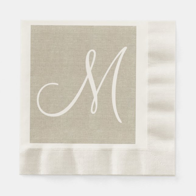 Serviette Jetable Linen rustique initial | Papier mariage (Devant)