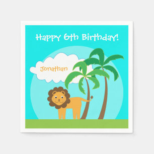 Serviette Jetable Lion dans Jungle Safari Enfants fête d'anniversair