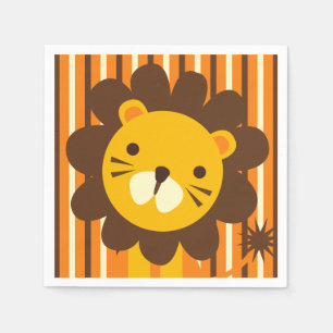 Serviette Jetable Lion rétro sur les rayures Papier serviettes