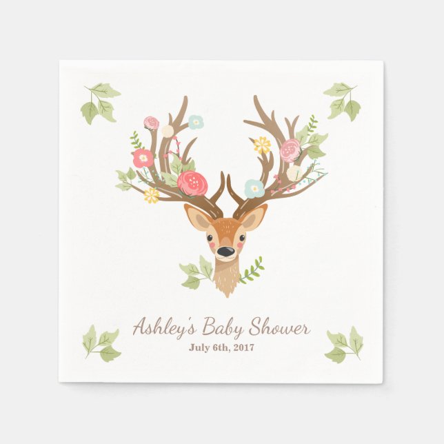 Serviette Jetable Little Deer Papier Napkin bois Antlers Douche (Devant)