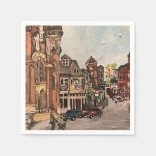 Serviette Jetable Little Italy, Cleveland Painting on Paper Napkins