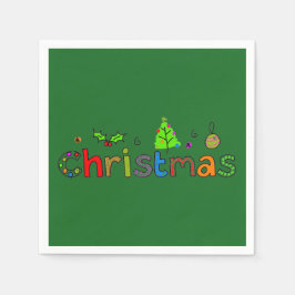 Serviette Jetable Livre vert de Noël de forêt Napkin