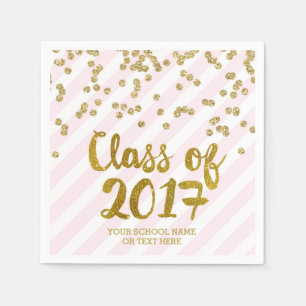 Serviette Jetable L'or rougissent classe rose de confettis de