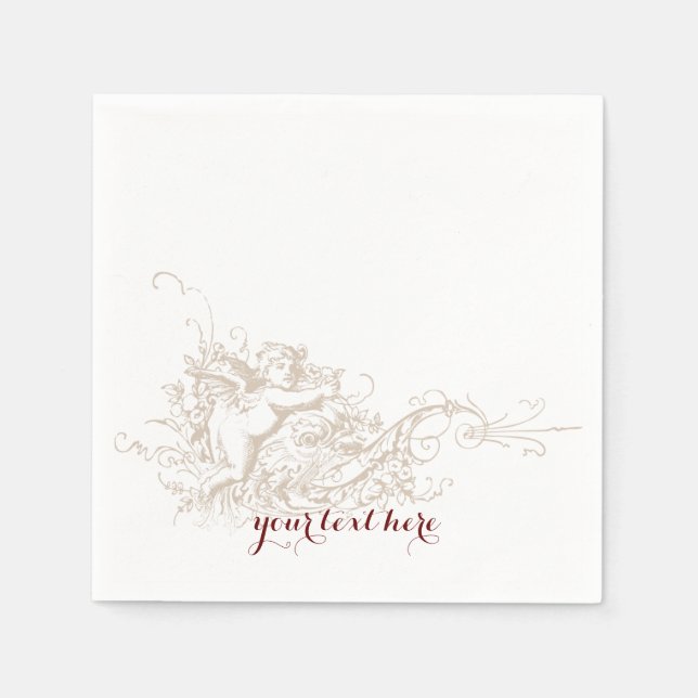 Serviette Jetable Love Cherub Mariage Papier Napkin Set (Devant)
