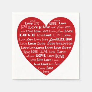 Serviette Jetable Love Heart Word
