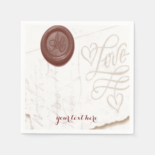 Serviette Jetable Love Lettre Mariage Papier Napkin Set (Devant)