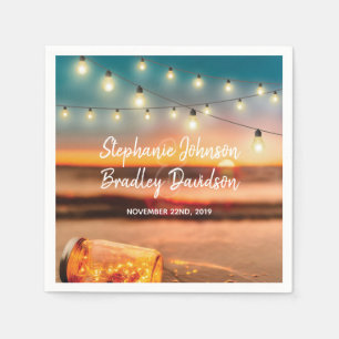 Serviette Jetable Lumières de jarre de maçon de plage de coucher de 
