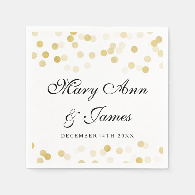 Serviette Jetable Lumières de Parties scintillant mariage Faux Gold (Devant)
