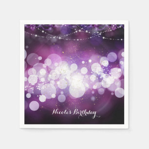Serviette Jetable Lumières scintillantes violettes Fête d'anniversai