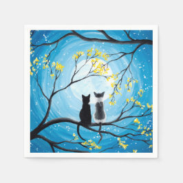 Serviette Jetable Lune lunaire avec chats
