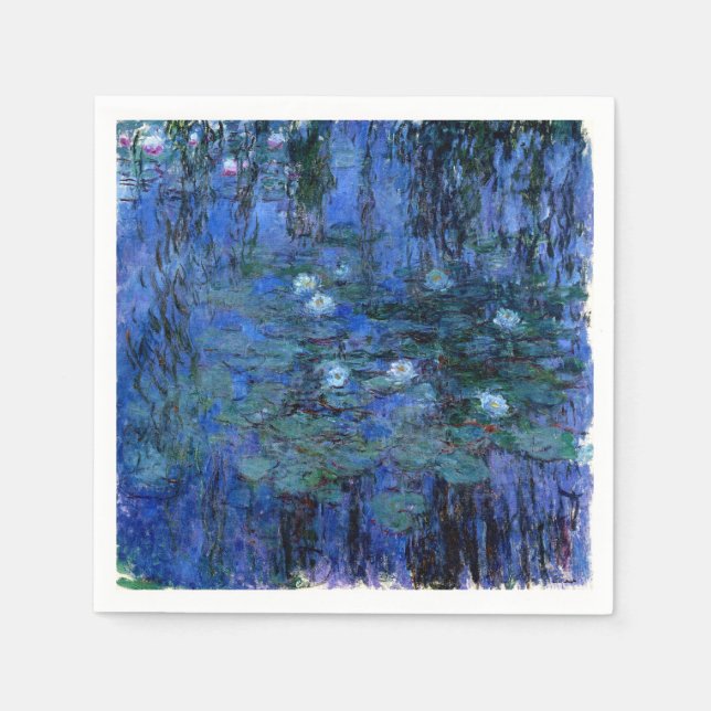 Serviette Jetable Lys d'eau bleu Claude Monet (Devant)