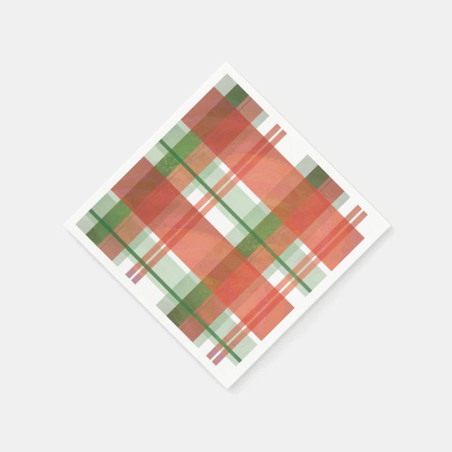 Serviette Jetable Madras Plaid Noël (Coin)