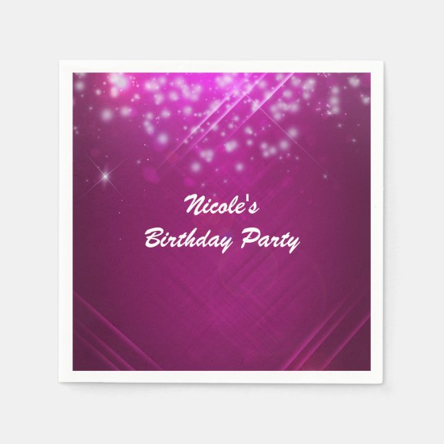 Serviette Jetable Magenta Pink Sparkle Glam Dance Club (Devant)