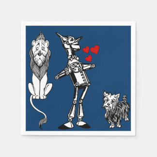 Serviette Jetable Magicien d'Oz, Tin Man, Toto, Cowardly lion party