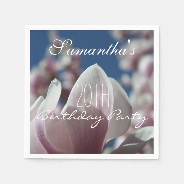 Serviette Jetable Magnolia Printemps 20e Anniversaire Papier de fête (Devant)