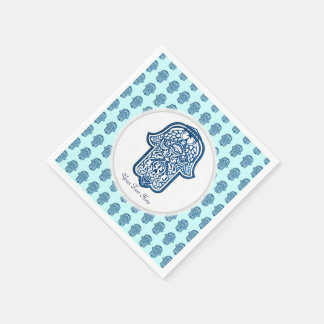 Serviette Jetable Main de henné de Hamsa (bleu)
