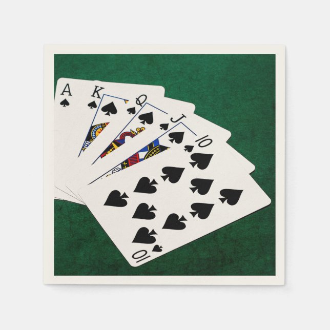 Serviette Jetable Mains de poker - Brosse royale - Costume de pique (Devant)