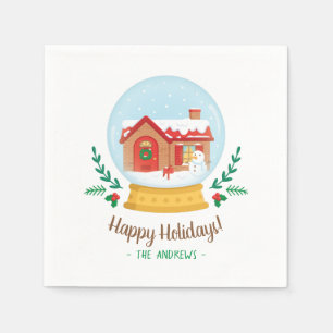 Serviette Jetable Maison de chalet Snowman Noël Globe de neige servi