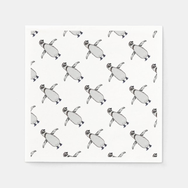 Serviette Jetable Manchot de dessin animé (Devant)