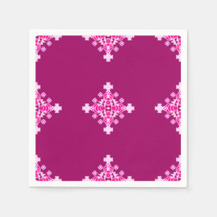 Serviette Jetable Mandala en quatre points - rose pâle et prune