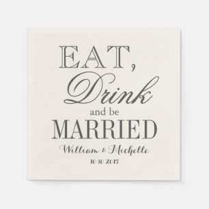 Serviette Jetable Mangez boire et être marié ecru mariage serviettes