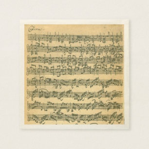 Serviette Jetable Manuscrit musical Bach Chaconne Violon