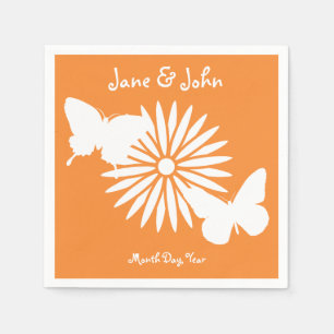 Serviette Jetable Marguerites et papillons dans des serviettes orang