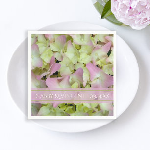 Serviette Jetable Mariage à fleurs d'Hydrangea presque rose