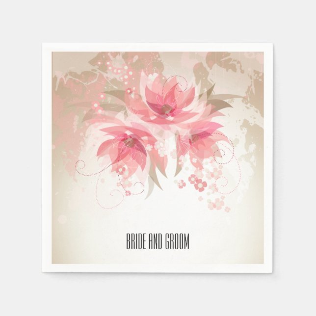 Serviette Jetable Mariage Abstrait rose (Devant)