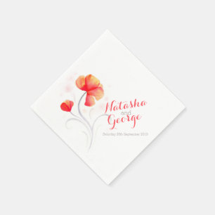 Serviette Jetable Mariage aquarelle fleur sauvage papier orange serv