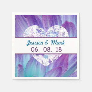 Serviette Jetable Mariage bleu et violet superbe Dahlia A01X