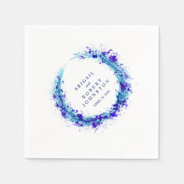 Serviette Jetable Mariage bleu splash wreath aquarelle art serviette