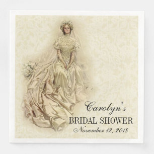 Serviette Jetable Mariage Bride Douche Vintage traditionnelle dentel