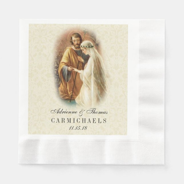 Serviette Jetable Mariage catholique de mariée mariage Mary Joseph (Devant)