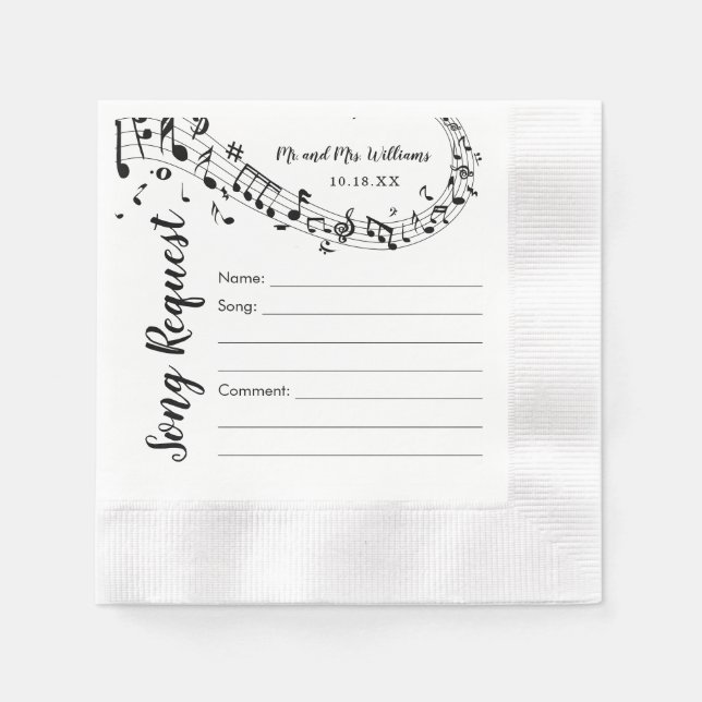 Serviette Jetable Mariage Chanson Demander Cocktail Serviettes (Devant)