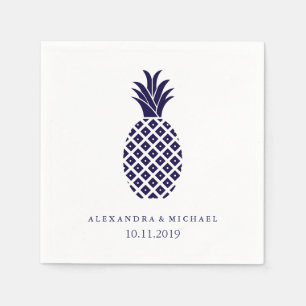 Serviette Jetable Mariage classique à ananas de la marine