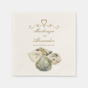 Serviette Jetable Mariage coquilles de mer art crème papier serviett