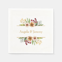 Serviette Jetable Mariage d'aquarelle Fleur sauvage d'automne