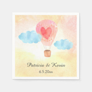 Serviette Jetable Mariage de ballon à air chaud Aquarelle