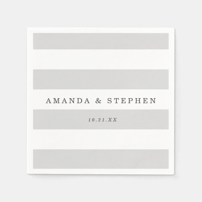Serviette Jetable Mariage de bandes d'argent (Devant)