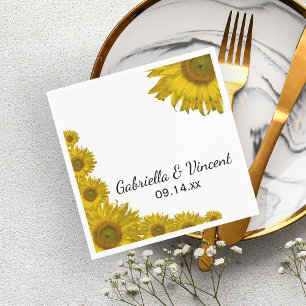 Serviette Jetable Mariage de bord de tournesol jaune