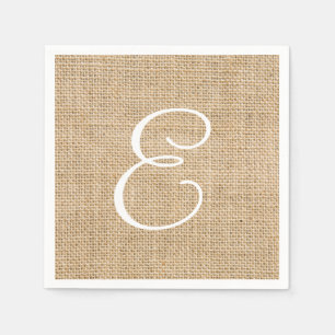 Serviette Jetable Mariage de Burlap rustique Monogramme simple