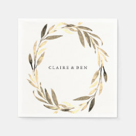 Serviette Jetable Mariage de couronne feuille d'or Napkin