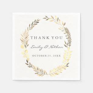 Serviette Jetable Mariage de couronnes dorées moderne Napkin