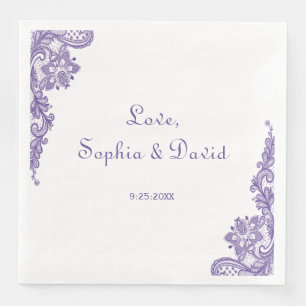 Serviette Jetable Mariage de dentelle ultra violet moderne