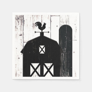 Serviette Jetable Mariage de Ferme Rustique Bois Blanc Grange Noire
