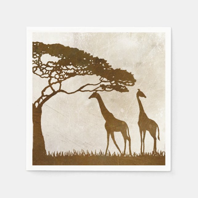 Serviette Jetable Mariage de girafe d'Afrique Brown et ivoirienne (Devant)