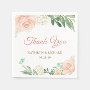 Serviette Jetable Mariage de Merci floral à ressort