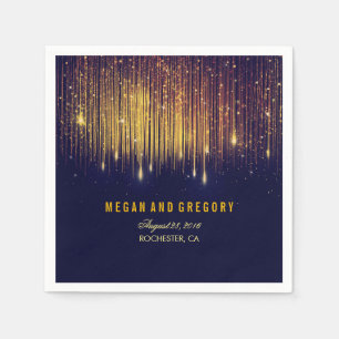 Serviette Jetable Mariage de Parties scintillant Gold et Navy String